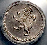 1820-L PCGS AU 58 Peru 1/4 Real Ferdinand VII Lion Castle Spain Colonial Silver Coin (26082702C)