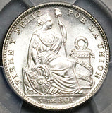 1917 PCGS MS 66 Peru 1/5 Sol Seated Liberty Rare Date 20k Silver Coin POP 3/1 (21042901D)
