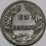 1875 Peru Un 1 Centavo XF Radiant Sun Coin (24092902R)