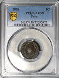 1909-R PCGS AU 50 Peru Un 1 Centavo Radiant Sun Key Date Coin POP 1/0 (25080601C)