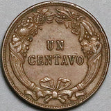 1919 Peru Un 1 Centavo AU Radiant Sun Coin (24100103R)