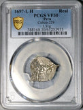 1697 PCGS VF 30 Bolivia Cob 1 Real Potosi Spain Charles II Colonial Coin POP 1/0 (26091901C)