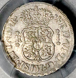 1759 PCGS XF 45 Peru 1 Real Spain Colonial Pillars Lima Ferdinand VI Rare Overdate Silver Coin (26082802C)