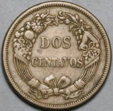 1863 Peru Dos 2 Centavos VF Radiant Sun Coin (24101401R)