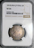 1810 NGC VF 35 Peru 2 Reales Imaginary Bust Ferdinand VII Silver Coin POP 1/1 (26091203C)