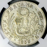 1836-B NGC AU Peru Cuzco 4 Reales Standing Liberty Scarce Silver Coin (26042803C)