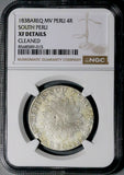 1838 Areq NGC XF South Peru 4 Reales Scarce Arequipa Mint Sun Face Silver Coin (26042804C)