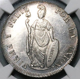 1850 NGC MS 64 Peru Lima 4 Reales Standing Liberty Coin POP 2/1 (24012701C)
