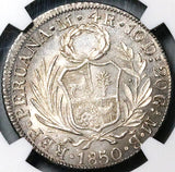 1850 NGC MS 64 Peru Lima 4 Reales Standing Liberty Coin POP 2/1 (24012701C)