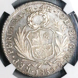 1850 NGC MS 64 Peru Lima 4 Reales Standing Liberty Coin POP 2/1 (24012701C)