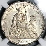 1858 NGC MS 62 50 Centavos Transitional Rare Seated Liberty Silver Coin POP 4/4 (25112503C)