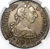 1775 NGC XF 40 Peru 8 Reales Charles III Lima Pillars Silver Dollar Coin (25051302D)