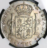 1797 NGC AU 55 Peru 8 Reales Charles IIII Lima Pillars Dollar Coin (23102403C)