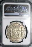 1797 NGC AU 55 Peru 8 Reales Charles IIII Lima Pillars Dollar Coin (23102403C)