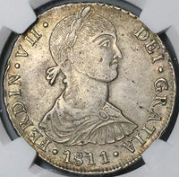 1811 NGC AU 53 Peru 8 Reales Lima Imagined Bust Ferdinand VII Silver Coin (23062702D)