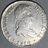 1816 Peru 8 Reales Ferdinand VII Lima Pillars Silver Dollar Coin (26052201R)