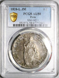 1828 PCGS AU 58 Peru 8 Reales Standing Liberty Lima Silver Coin POP 2/0 (26100901C)