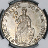 1833 BoAr NGC AU Peru 8 Reales Cuzco Rare Standing Liberty Silver Coin (26092301C)