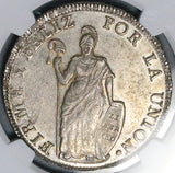 1833 BoAr NGC AU Peru 8 Reales Cuzco Rare Standing Liberty Silver Coin (26092301C)