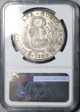 1833 BoAr NGC AU Peru 8 Reales Cuzco Rare Standing Liberty Silver Coin (26092301C)