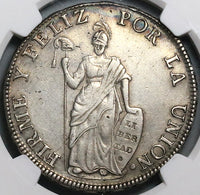 1833 NGC AU Peru 8 Reales Cuzco-BoAr Rare Standing Liberty Silver Coin (24052102C)