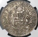 1837 NGC XF 45 North Peru 8 Reales Lima Mint Silver Coin (23071602D)