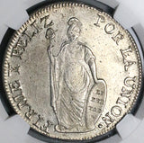 1838 NGC MS 62 North Peru 8 Reales Lima Mint State Standing Liberty Silver Coin (23061401D)