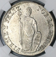 1838 NGC MS 62 North Peru 8 Reales Lima Mint State Standing Liberty Silver Coin (23061401D)