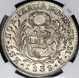 1838 NGC MS 62 North Peru 8 Reales Lima Mint State Standing Liberty Silver Coin (23061401D)