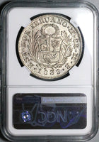 1838 NGC MS 62 North Peru 8 Reales Lima Mint State Standing Liberty Silver Coin (23061401D)