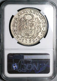 1838 NGC MS 62 North Peru 8 Reales Lima Mint State Standing Liberty Silver Coin (23061401D)