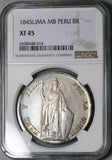 1845 NGC XF 45 Peru LIMA 8 Reales Standing Liberty Silver Coin (23060603C)