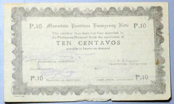 1942 Philippines 10 Centavos Mountain Province Emergency WWII Note (23052702R)