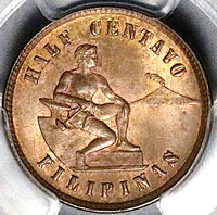 1904 PCGS MS 63 RB Philippines 1/2 Centavo USA Administration Coin (24091901C)