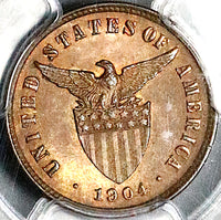 1904 PCGS MS 63 RB Philippines 1/2 Centavo USA Administration Coin (24091901C)