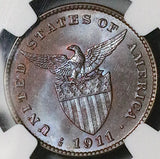 1911-S NGC MS 65 BN Philippines 1 Centavo San Francisco Gem Mint Stste Coin (26040702C)