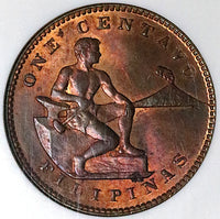 1922 NGC MS 63 RB Philippines 1 Centavo Manila Mint Vintage Holder Coin (25042602C)