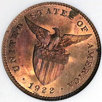 1922 NGC MS 63 RB Philippines 1 Centavo Manila Mint Vintage Holder Coin (25042602C)