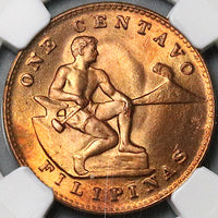 1944-S NGC MS 64 RED Philippines 1 Centavo Mint State USA Coin (24031701C)