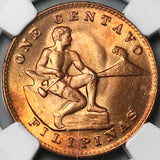 1944-S NGC MS 64 RED Philippines 1 Centavo Mint State USA Coin (24031701C)