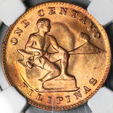1944-S NGC MS 64 RED Philippines 1 Centavo Mint State USA Coin (24031701C)