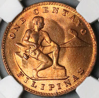 1944-S NGC MS 65 RB Philippines 1 Centavo Mint State USA Coin (24031702C)