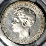 1897 PCGS AU Philippines Peso Alfonso XIII Spain Colonial Silver Coin (26072703C)