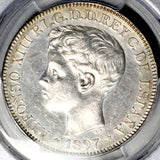 1897 PCGS AU Philippines Peso Alfonso XIII Spain Colonial Silver Coin (26072703C)