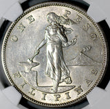 1903-S NGC AU 58 Philippines Peso Silver USA San Francisco Mint Coin (26072302C)