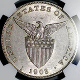 1903-S NGC AU 58 Philippines Peso Silver USA San Francisco Mint Coin (26072302C)