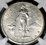1909-S NGC AU 55 Philippines Peso USA Silver Coin (26051606C)