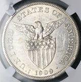 1909-S NGC AU 55 Philippines Peso USA Silver Coin (26051606C)