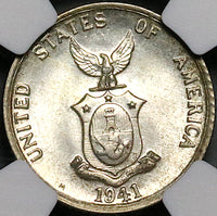 1941-M NGC MS 64 Philippines 20 Centavos Silver Coin (23100803C)