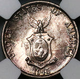 1945-D NGC MS 64 Philippines 20 Centavos WWII USA Silver Coin (24031704C)